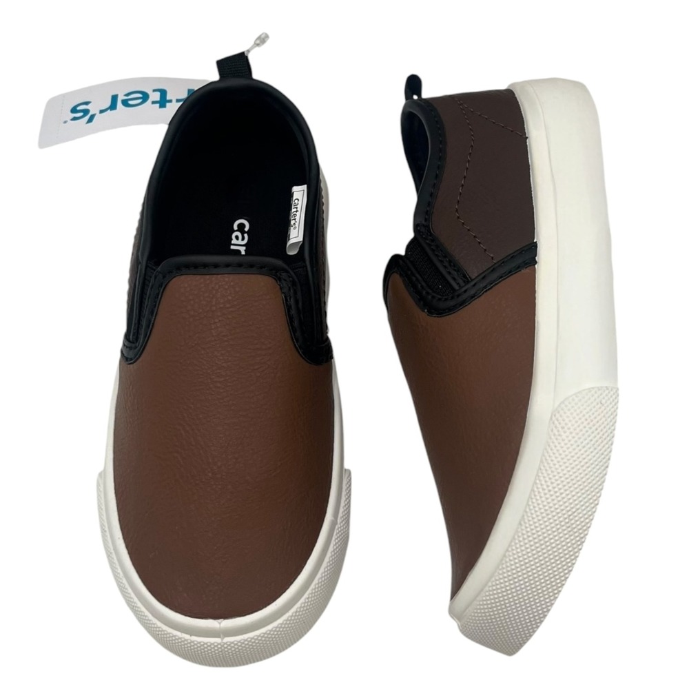 Carters Penny Little Boys Slip-On Casual Sneakers Size 12 Brown Black White